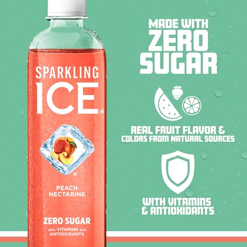 Sparkling Ice, Peach Nectarine Sparkling Water, Zero Sugar Flavored Water, with Vitamins