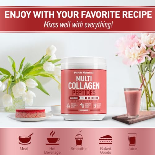 Multi Collagen Peptides Powder - 5 Types of Hydrolyzed Collagen Protein with Biotin