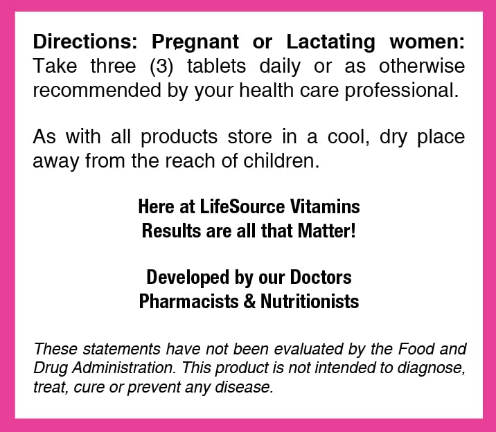 LifeSourceVitamins Pre-Natal Multi-Vitamins and Minerals with DHA - Mom and Baby Health