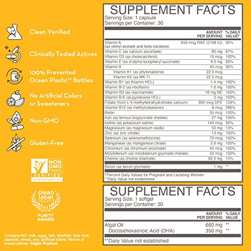 HUM Womb Service Prenatal & Postnatal Vitamins Combo Pack - OBGYN Formulated Vegan Prenatal