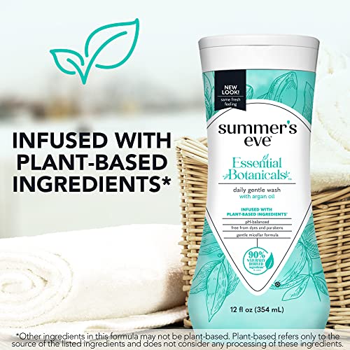 Summer's Eve Essential Botanicals Gentle Wash with Argan Oil, Removes Odor, pH balanced, 12 fl oz