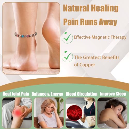 MagVIVACE Copper Anklet for Women for Arthritis and Joint, Magnetic Therapy Ankle Bracelet, Jewelry Gift