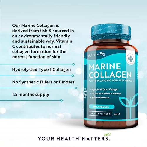 Marine Collagen 1000mg Enhanced with Hyaluronic Acid 100mg - 90 Super Strength Capsules