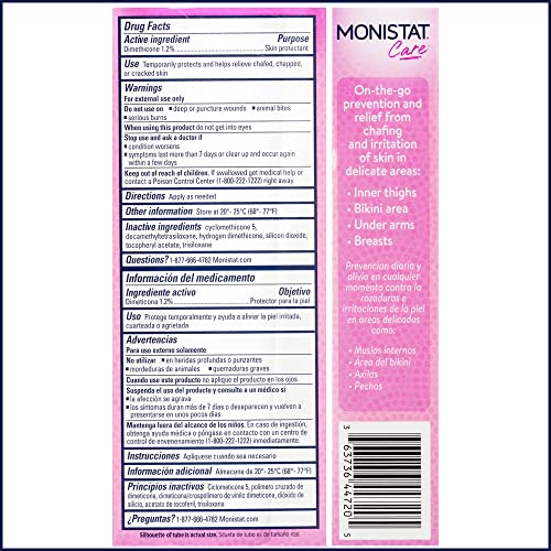 Monistat Chafing Relief Powder Gel, Anti-Chafe Protection, Fragrance Free Chafing Gel, 1.5 Oz, 1 Pack