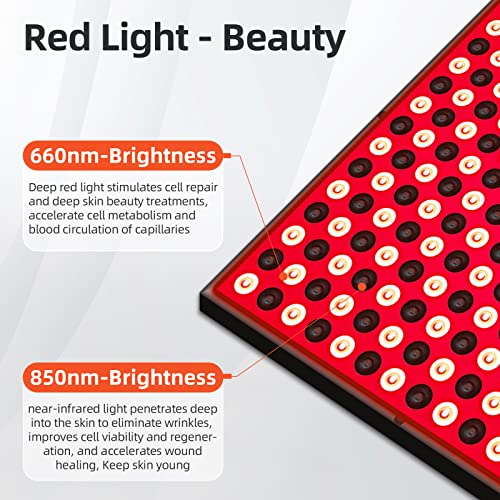 TherapSky Red Light Therapy Device 45W LED Red Infrared Light Therapy Lamp w/Remote Control and Timer