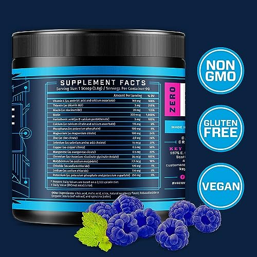 KEY NUTRIENTS Multivitamin Electrolytes Powder No Sugar - Tempting Blue Raspberry