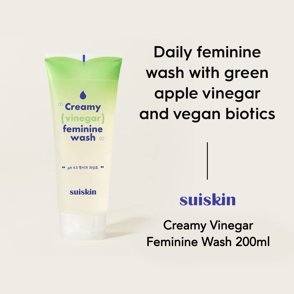 Suiskin Green Apple Vinegar Feminine Wash | Removes odor, pH balanced with Vegan Probiotics, Fragrance-free
