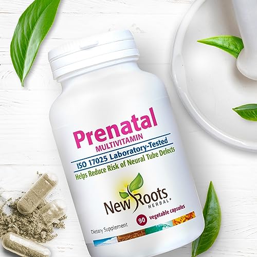 NEW ROOTS HERBAL Prenatal Complete MultiVitamin (90 Veg Caps) - with Biotin, Iron & Folate