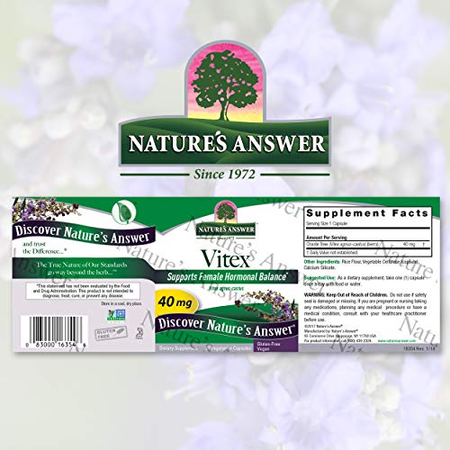 Nature's Answer Vitex Angus Castus Supplement 40 mg Capsules 90 Count