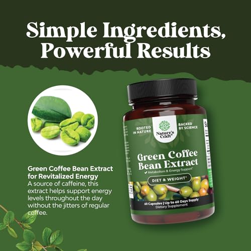 Green Coffee Bean Extract for Weight Loss Dietary Supplement Maximum Strength Vitamins