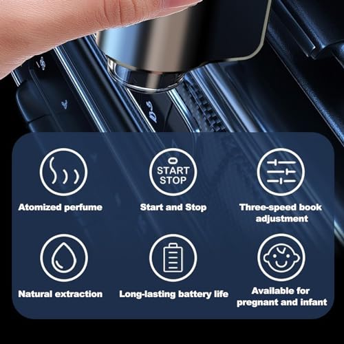VEAREAR Smart Car Air Freshener Diffuser, Car Essential Oil Diffuser with 3 Adjustable Intensity Modes
