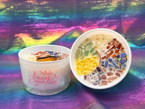 Princess Pippa's Place Healing Candles with Crystals Inside- Natural Soy Wax 7 Stones Crystal Candle Jar