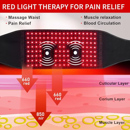 TUOYR Cordless Red Light Therapy Belt for Back Pain Relief with 10000mAH Power Bank