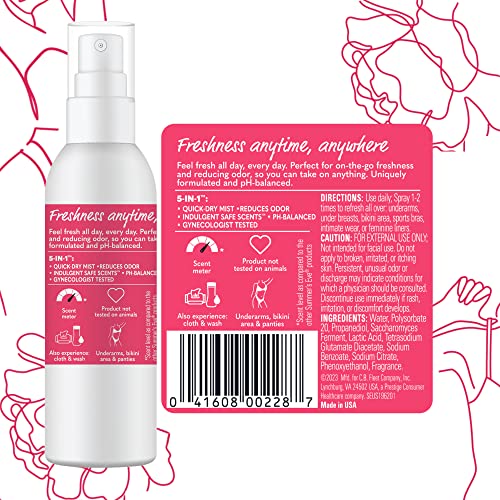 Summer's Eve Refresher Mist, Feminine Spray Reduces Odor, Blissful Escape, Body Spray for Women