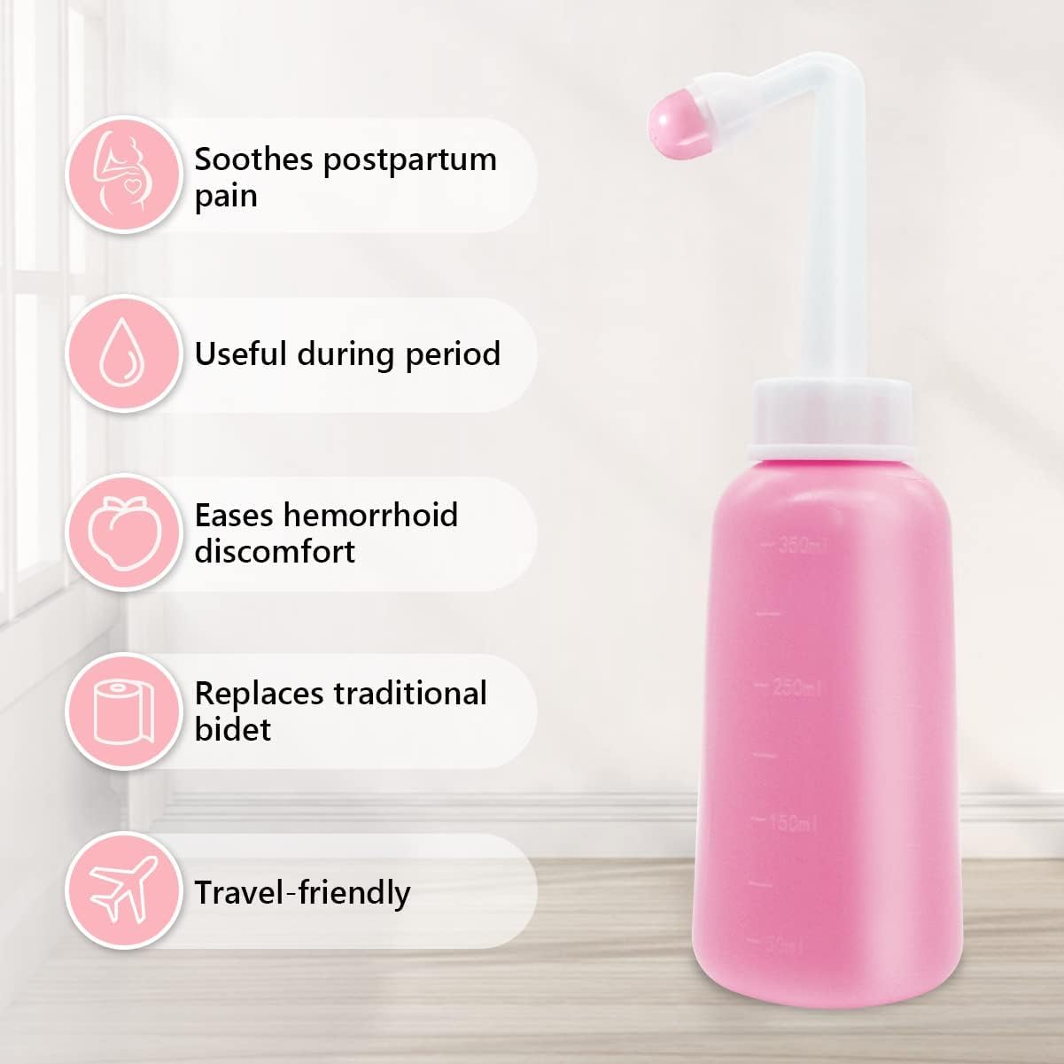 Premium Peri Bottle for Postpartum Care | Upside Down Peri Bottle, Dermoplast Spray