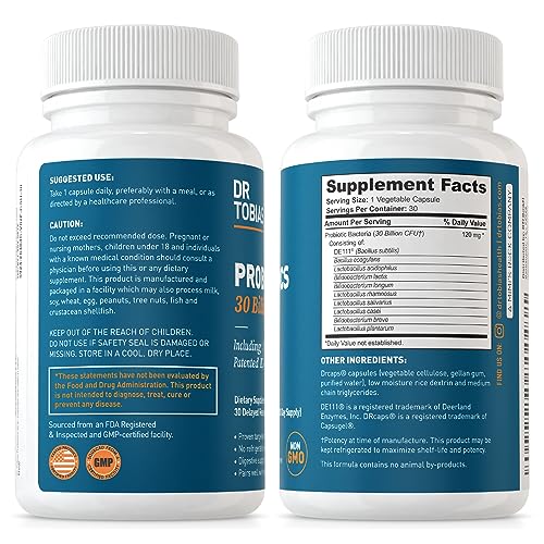 Dr. Tobias Probiotics 30 Billion, 10 Strains, 30 Billion CFU's, Targeted Release Probiotics