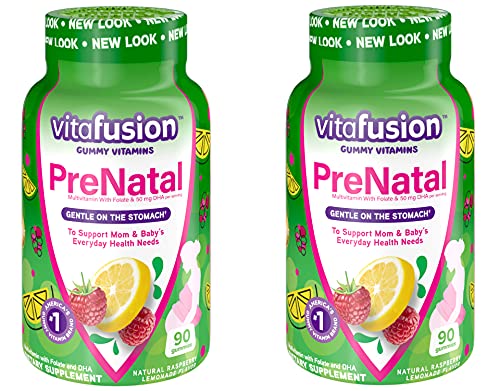 Vitafusion Prenatal DHA and Folic Acid Gummy Vitamins, 180 Count (Pack of 2)
