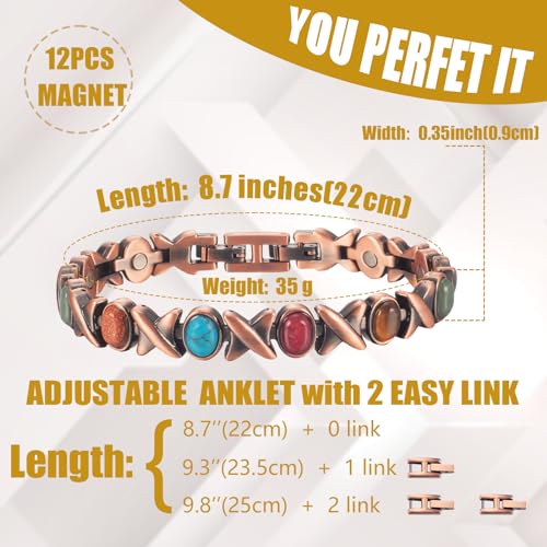 MagVIVACE Copper Anklet for Women for Arthritis and Joint, Magnetic Therapy Ankle Bracelet, Jewelry Gift