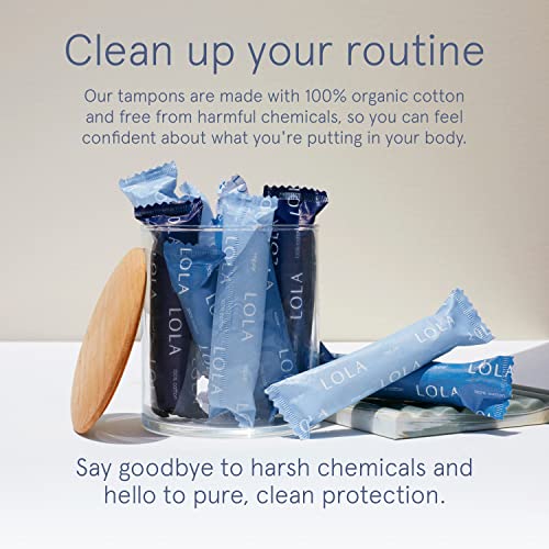 LOLA Organic Cotton Tampons, 60 Count - Super Plus Tampons, Period Feminine Hygiene Products
