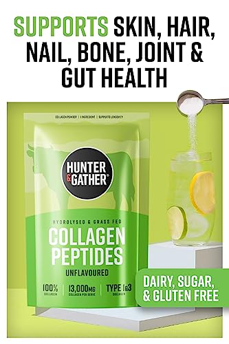 Hunter & Gather Bovine Collagen Powder 400g | Pure Unflavoured Premium Hydrolysed Bovine Collagen Peptides Powde
