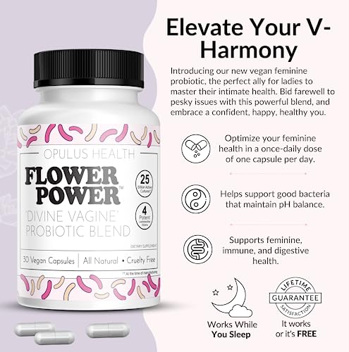 Flower Power 'Divine Vagine' Blend - 30 ct for Balance Urinary Tract Infection, V Health Support for Women