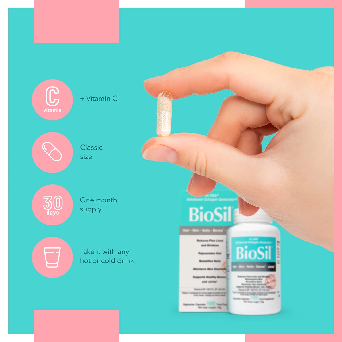 Advanced Collagen Generator with Vitamin C, BIOSIL Supplement for Women - Supports Healthy Hair