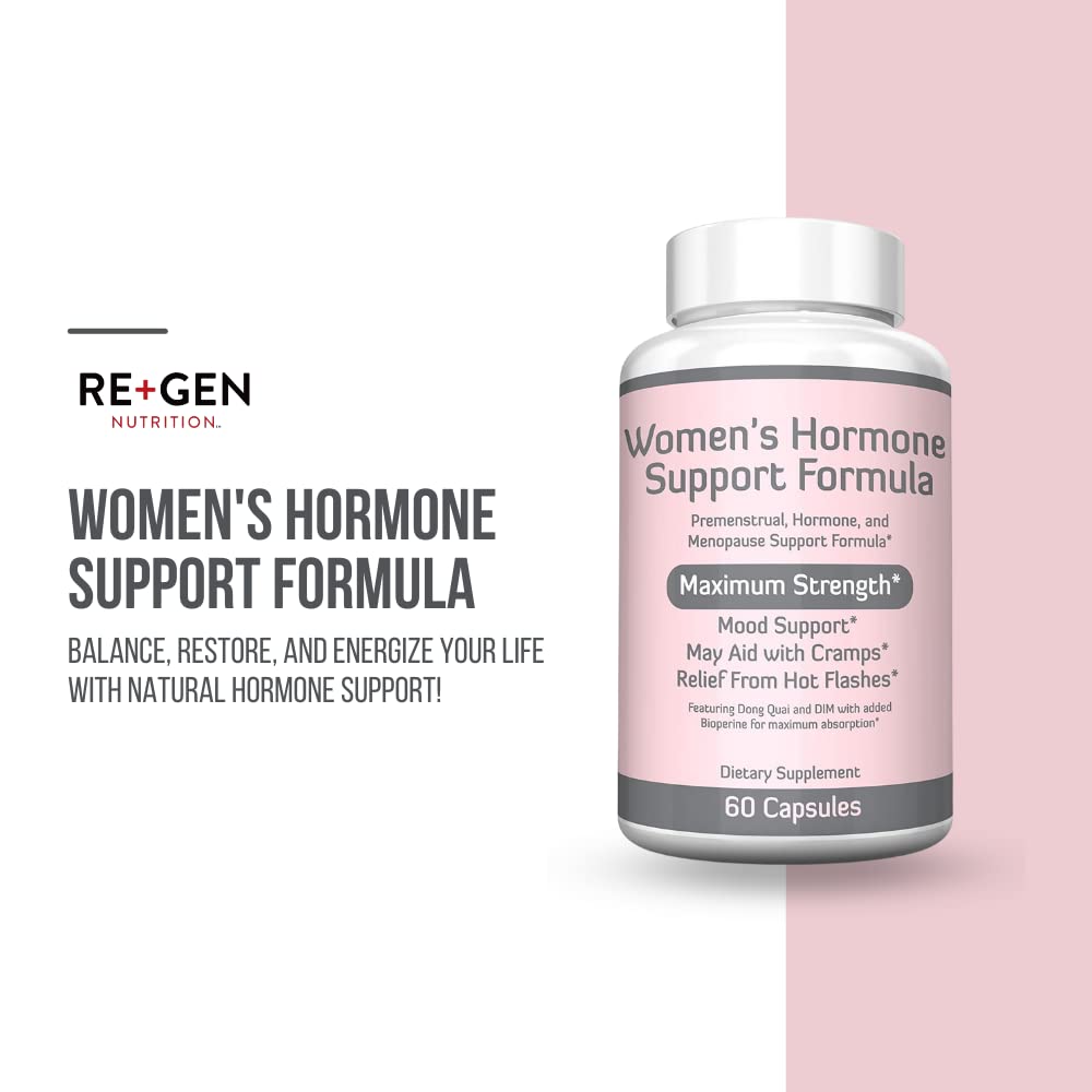 Re+Gen Nutrition Women's Hormone Balance Support, Supplement with Vitamin E, Dong Quai, and DIM 200mg
