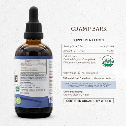 Secrets of the Tribe Cramp Bark USDA Organic | Alcohol-Free Extract, High-Potency Herbal Drops