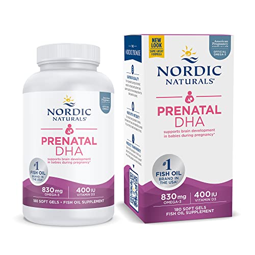 Nordic Naturals Prenatal DHA, Unflavored - 180 Soft Gels - 830 mg Omega-3 + 400 IU Vitamin D3
