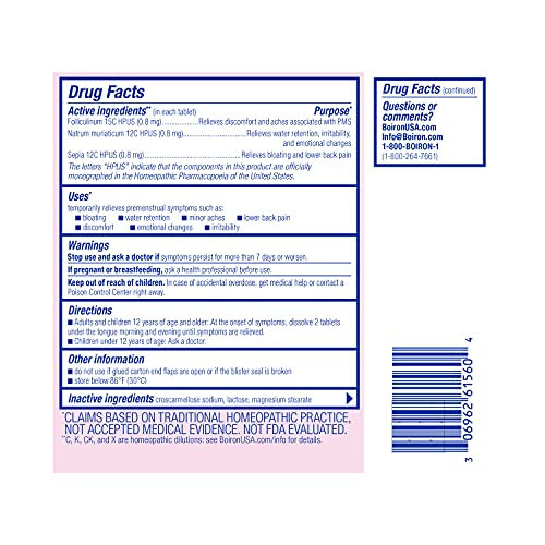 Boiron Cyclease PMS Relief Tablets for Symptoms from PMS of Bloating, Aches, Mood Swings, and Irritability
