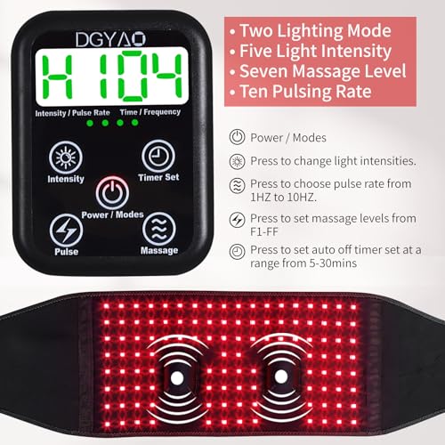 TUOYR Cordless Red Light Therapy Belt for Back Pain Relief with 10000mAH Power Bank