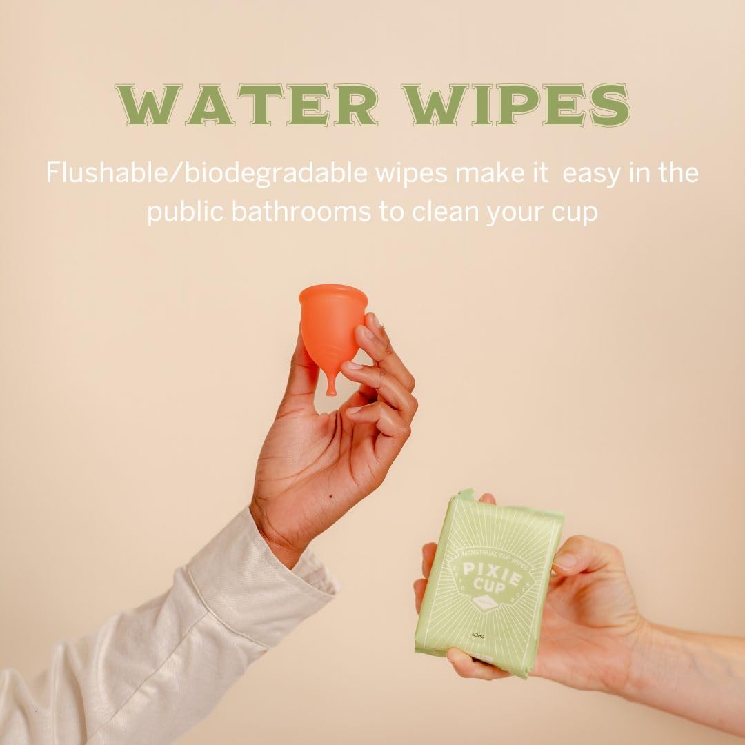 Pixie Cup Menstrual Cup Cleaner Kit - Sterilizer Wash, Public Restroom Carry Cup, 20 Wipes