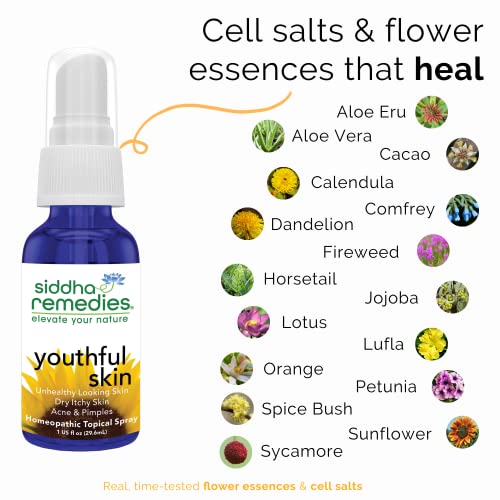 Siddha Remedies Youthful Skin Cell Salts Flower Essences for Dry Itchy Skin, Acne Pimples, Scar Removal