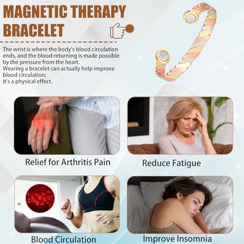 MagVIVACE Women Copper Magnetic Bracelet for Arthritis, Pure Copper Jewelry, Lymph Detox Bracelets