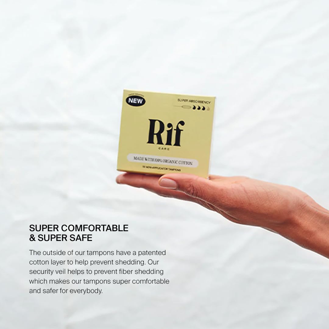 Rif Care Highly Absorbent Tampons, Organic Cotton, Non-Applicator (Super Absorbency Tampons) 18 Count