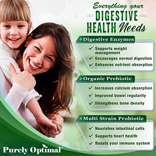 Purely Optimal Premium Digestive Enzymes Plus Prebiotics & Probiotics - for Better Digestio