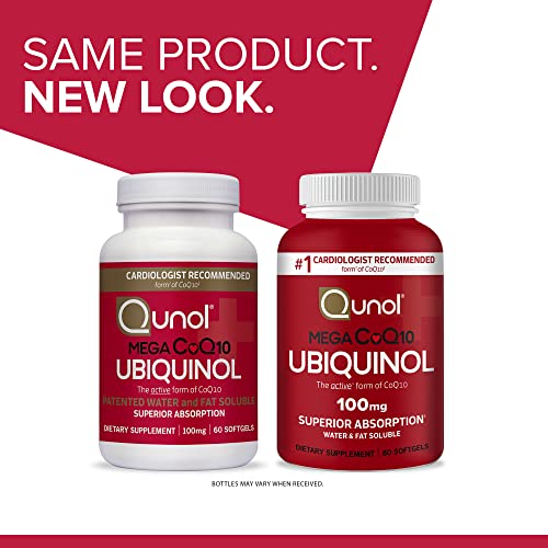 Qunol Ubiquinol CoQ10 100mg Softgels, Mega Ubiquinol 100mg - Superior Absorption