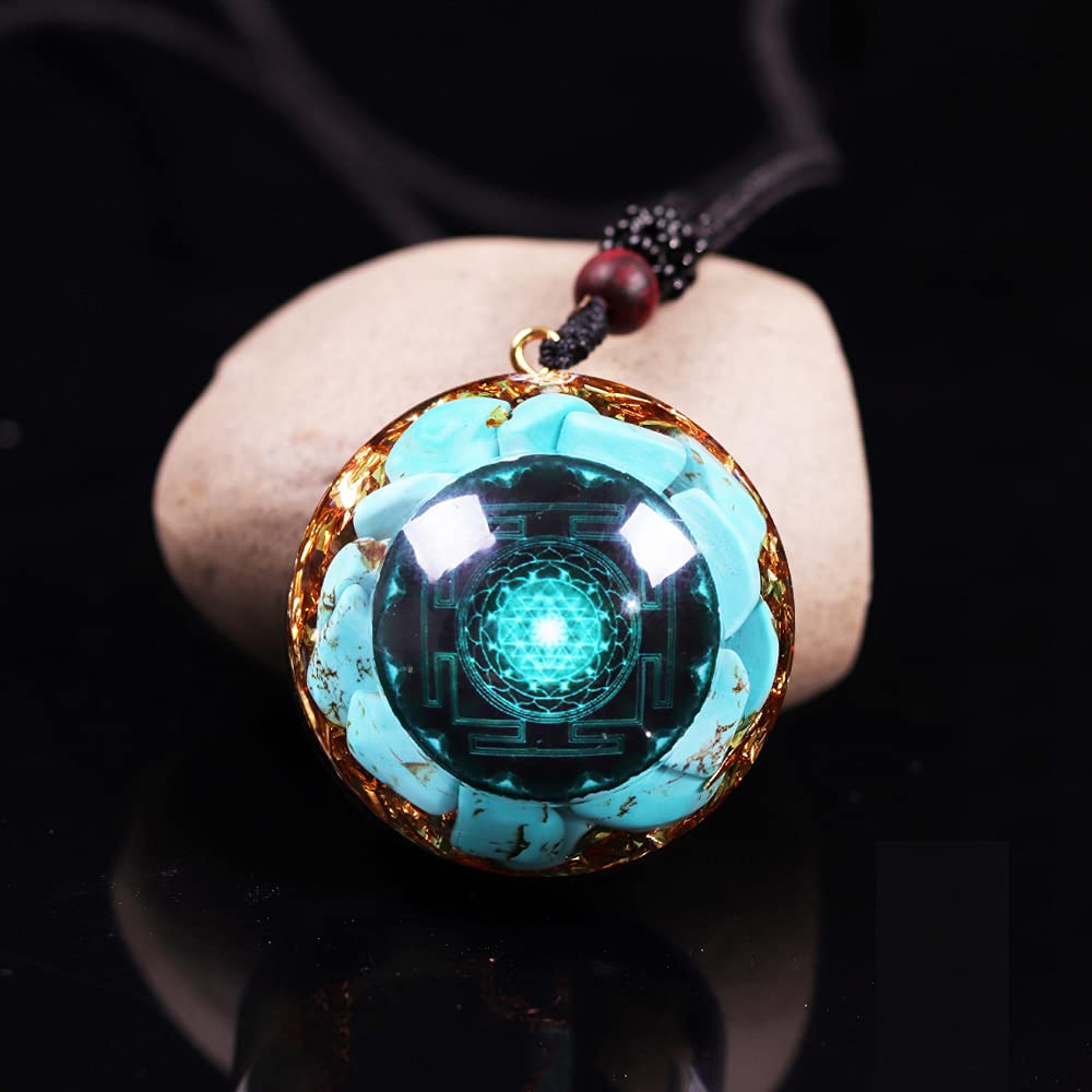 Day Day Up Turquoise Orgonite Pendant Healing Crystal jewelry Orgone Yoga Necklace Reiki Spiritual