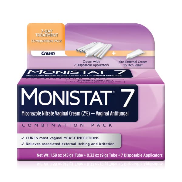 Monistat 7-Day Yeast Infection Treatment | Cream + External Itch Relief Cream | Pack of 2