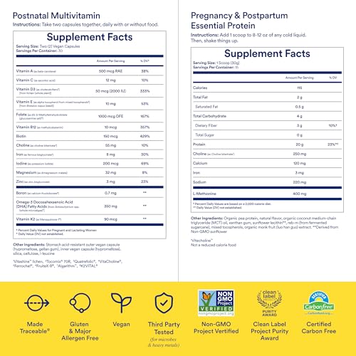 Ritual Postnatal Multivitamin and Protein Duo with Postnatal Vitamins and Organic Vanilla Protein Powder 20g