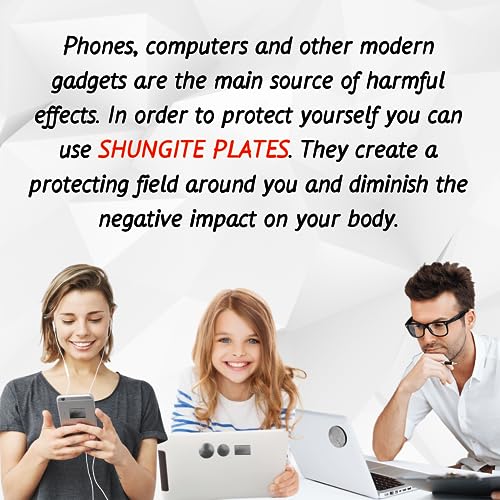 KarelianMasters Shungite Stone Stickers - Natural Stone Adhesive Plates for Phones (Set of 3 Plates)