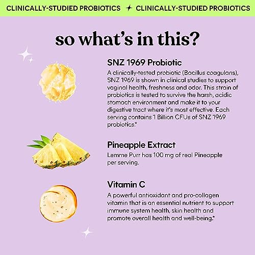 Lemme Purr Vaginal Probiotic Gummies for Women - Balanced pH, Healthy Odor, Yeast Balance & Flora