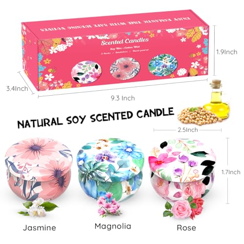 3 Pack Scented Candles Set for Christmas Thanksginving Gift, Relaxing Aromatherapy Candles Gift