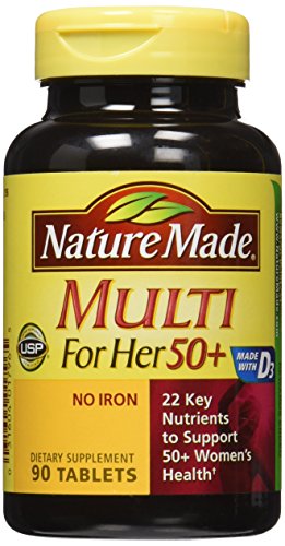 Nature Made Multi For Her 50+ Vitamin & Mineral Tabs, 90 ct (Pack of 2) Packaging May