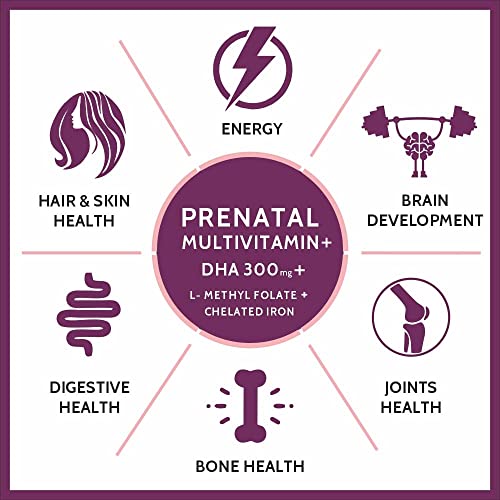 Roti Prenatal Multivitamin for Pregnancy with 300mg DHA & 18 Ingredients - 60 Capsules