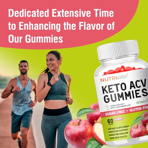 NutriKrisp Organic Keto ACV Gummy for Weight Loss - Sugar & Gluten Free Apple Cider