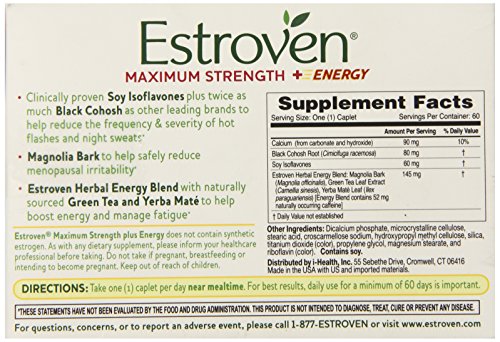 Estroven Maximum Strength + Energy - One Per Day Formula - 60 Caplets