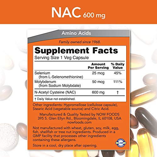 NOW Supplements, NAC (N-Acetyl Cysteine) 600 mg with Selenium & Molybdenum