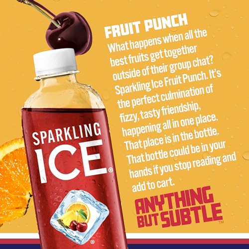 Sparkling Ice, Fruit Punch Sparkling Water, Zero Sugar Flavored Water, with Vitamins