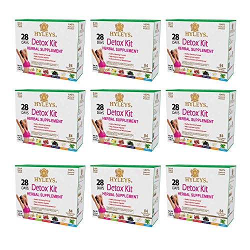 Hyleys Detox Tea for Cleanse and Weight Loss - 28 Day Kit - 84 Tea Bags (9 Pack)